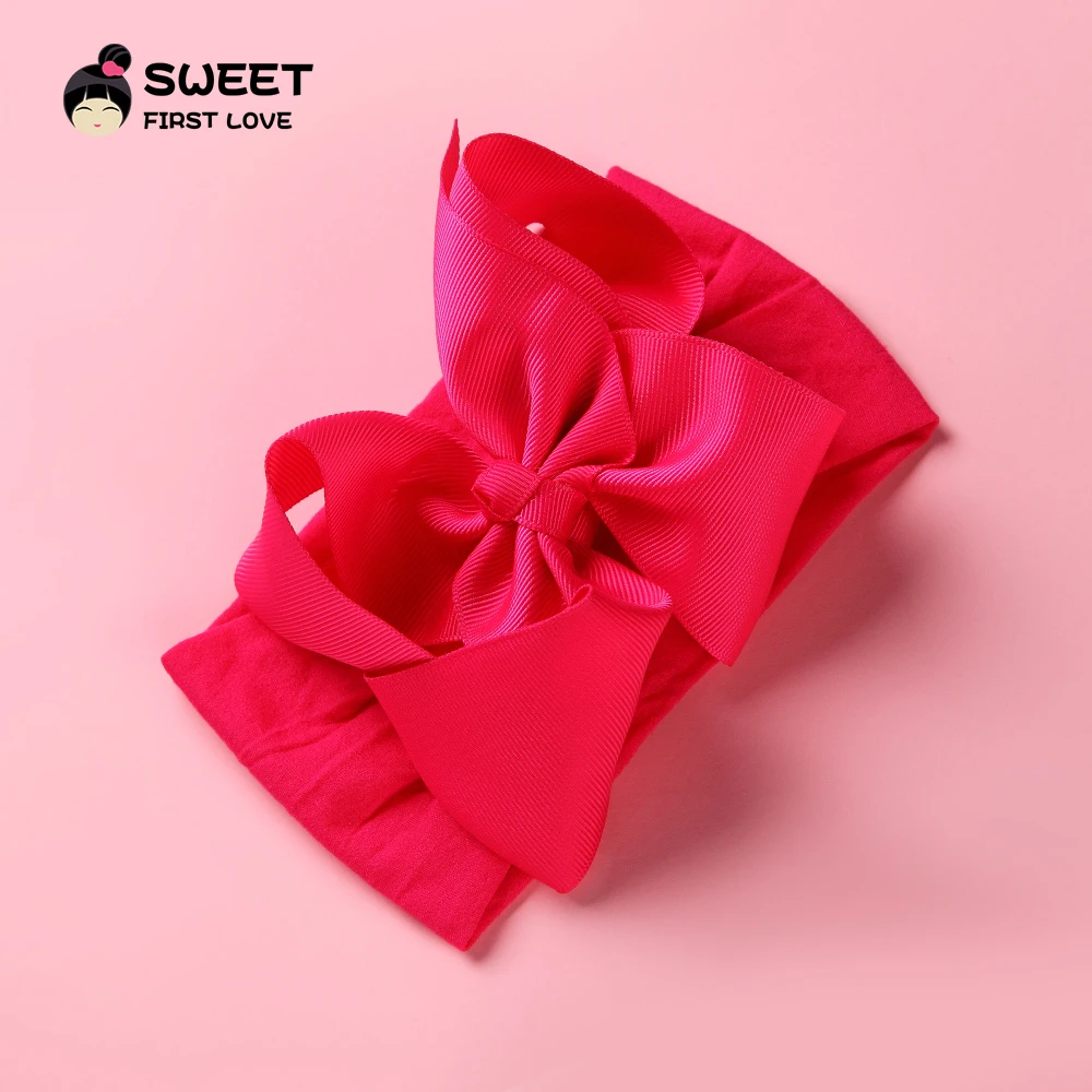 Grosgrain Ribbon Big Bownot Baby Headband For Newborn Girls Soft Nylon Elastic Headband For Kid Headwear Hair Accessories Gifts