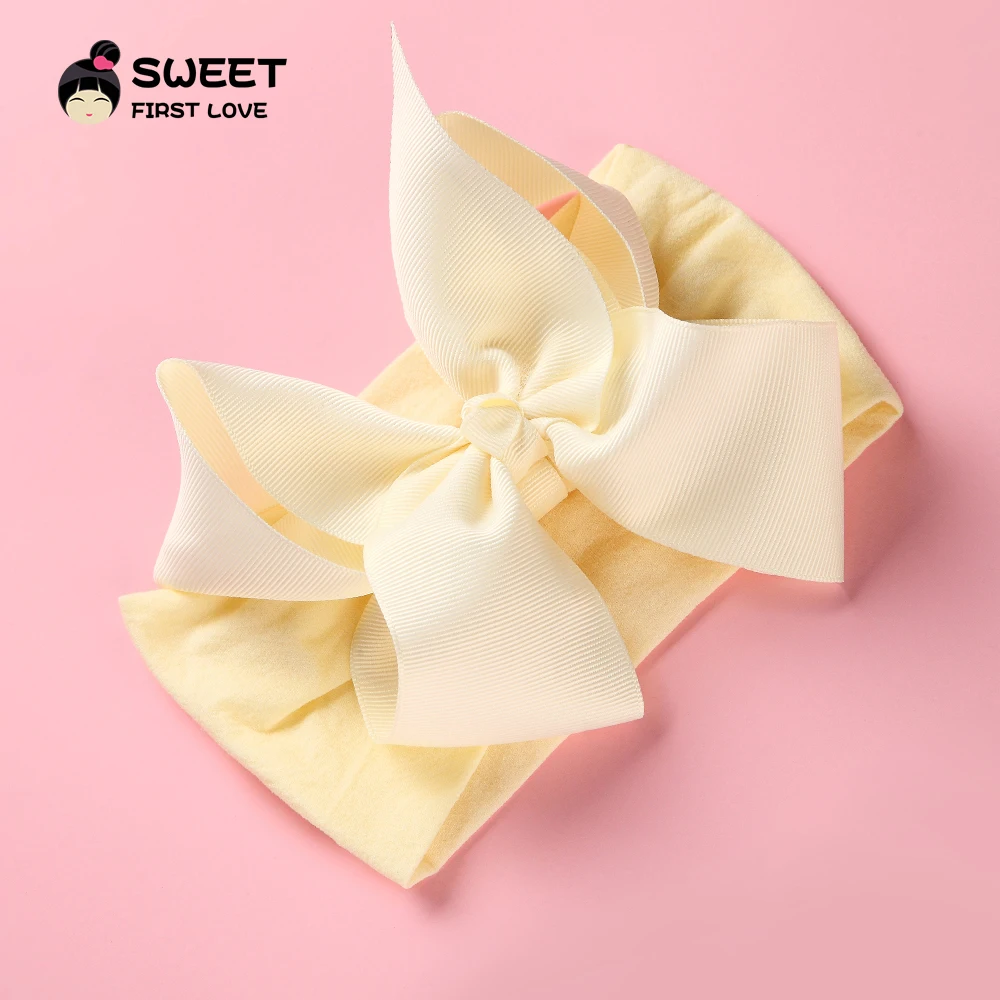 Grosgrain Ribbon Big Bownot Baby Headband For Newborn Girls Soft Nylon Elastic Headband For Kid Headwear Hair Accessories Gifts