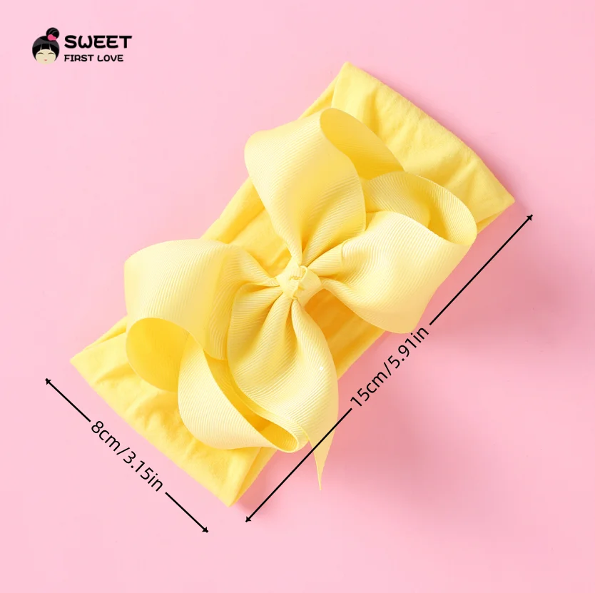 Grosgrain Ribbon Big Bownot Baby Headband For Newborn Girls Soft Nylon Elastic Headband For Kid Headwear Hair Accessories Gifts