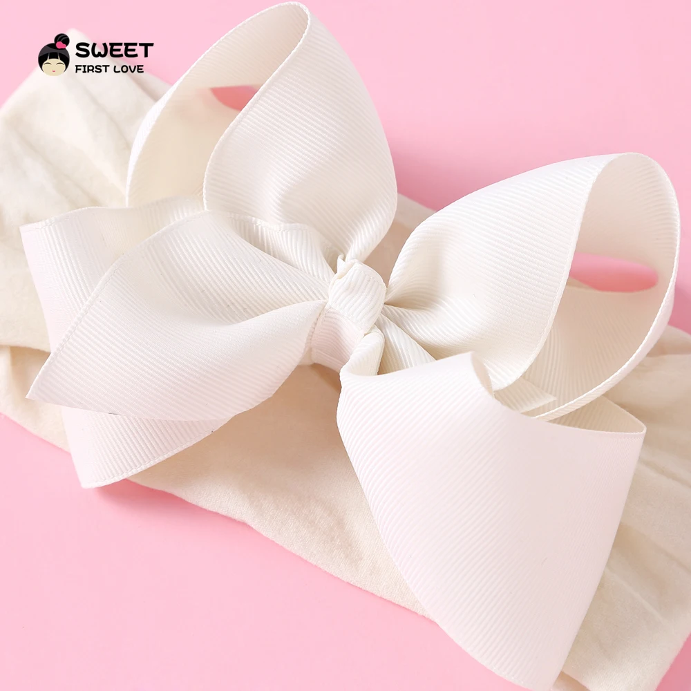 Grosgrain Ribbon Big Bownot Baby Headband For Newborn Girls Soft Nylon Elastic Headband For Kid Headwear Hair Accessories Gifts