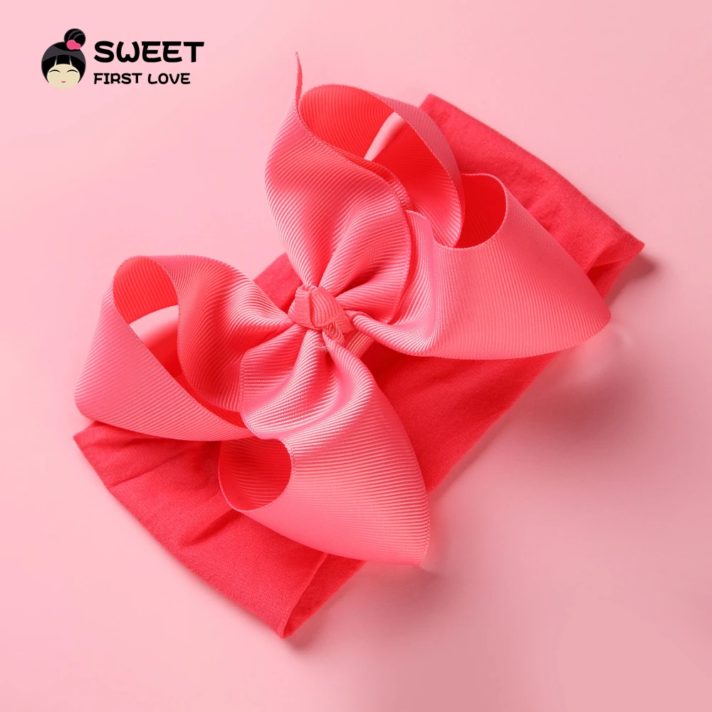 Grosgrain Ribbon Big Bownot Baby Headband For Newborn Girls Soft Nylon Elastic Headband For Kid Headwear Hair Accessories Gifts