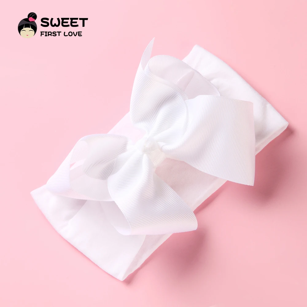 Grosgrain Ribbon Big Bownot Baby Headband For Newborn Girls Soft Nylon Elastic Headband For Kid Headwear Hair Accessories Gifts