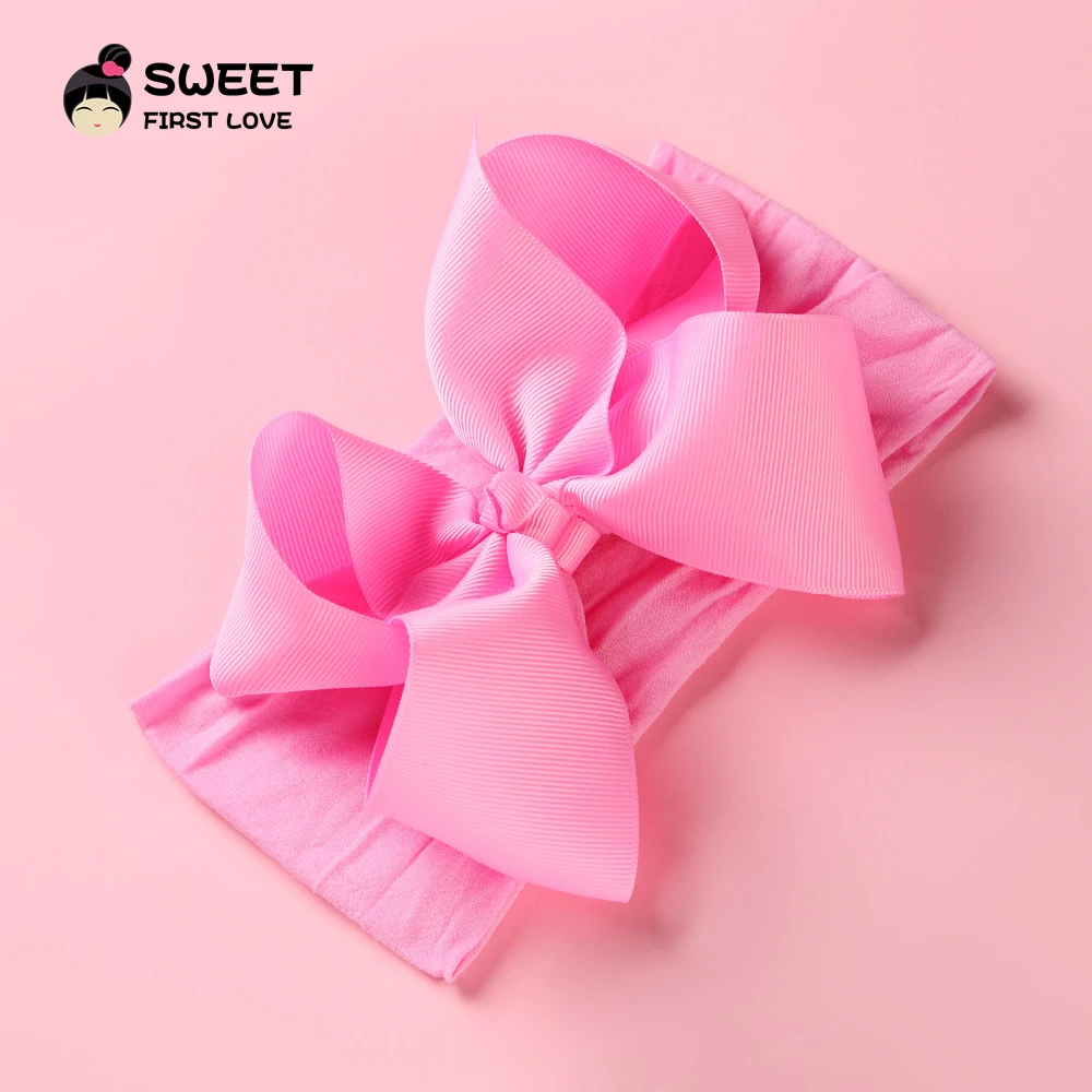 Grosgrain Ribbon Big Bownot Baby Headband For Newborn Girls Soft Nylon Elastic Headband For Kid Headwear Hair Accessories Gifts