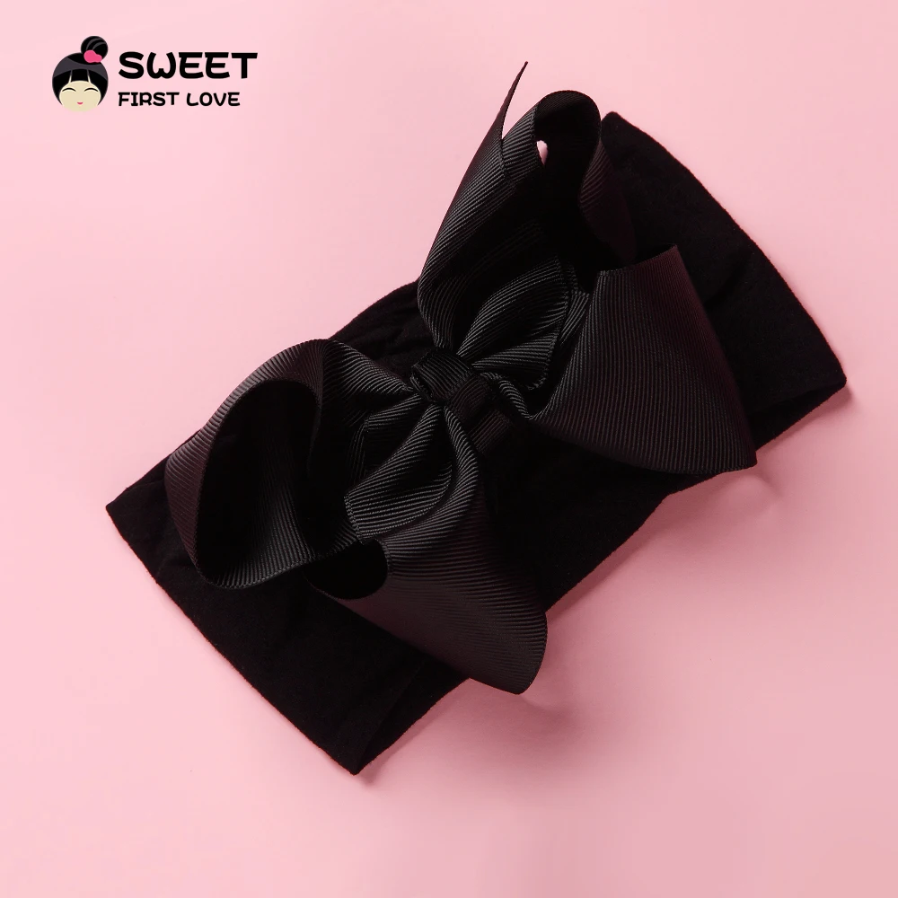 Grosgrain Ribbon Big Bownot Baby Headband For Newborn Girls Soft Nylon Elastic Headband For Kid Headwear Hair Accessories Gifts