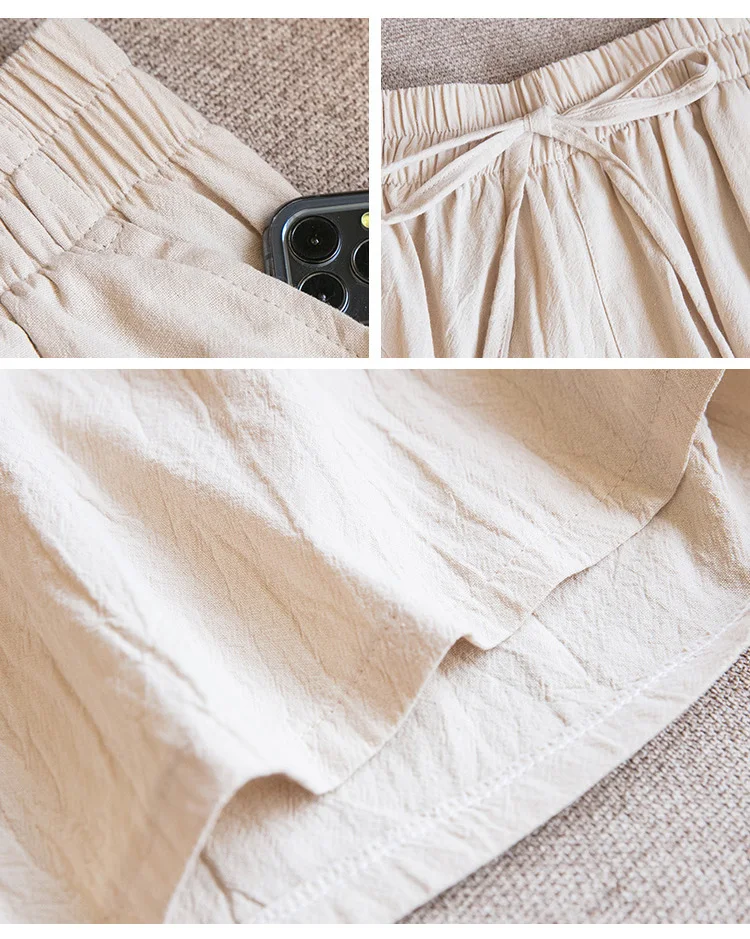 Women Cotton Shorts Summer Casual Solid Two Pockets Shorts High Waist Loose Shorts for Girls Soft Cool Female Shorts