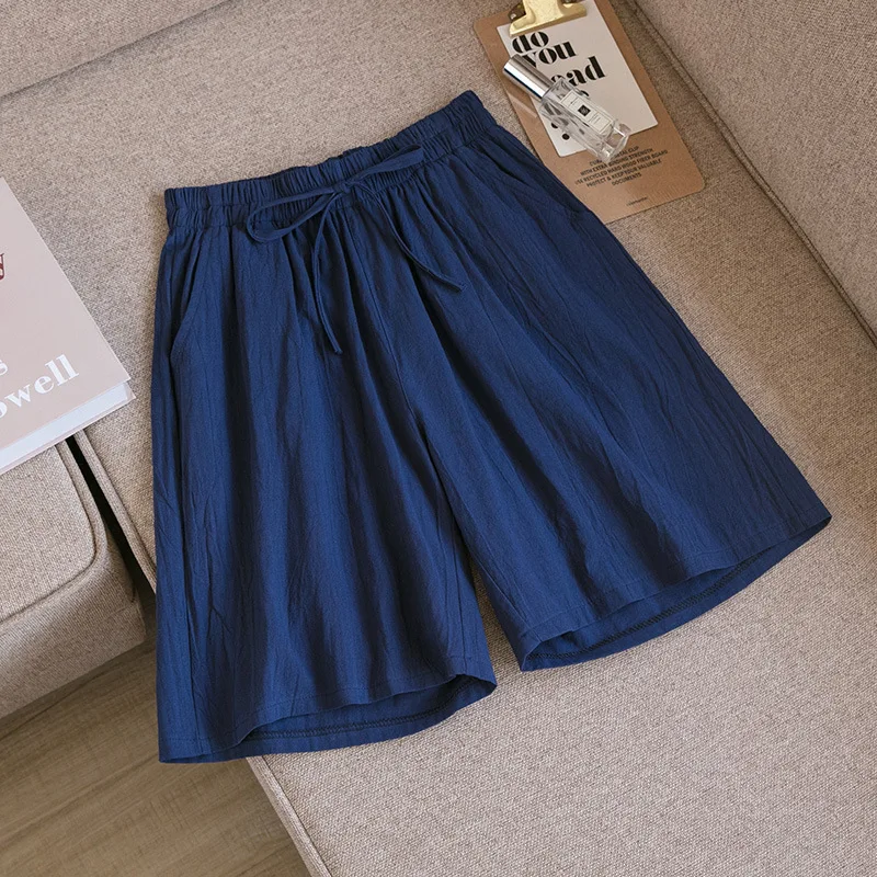 Women Cotton Shorts Summer Casual Solid Two Pockets Shorts High Waist Loose Shorts for Girls Soft Cool Female Shorts