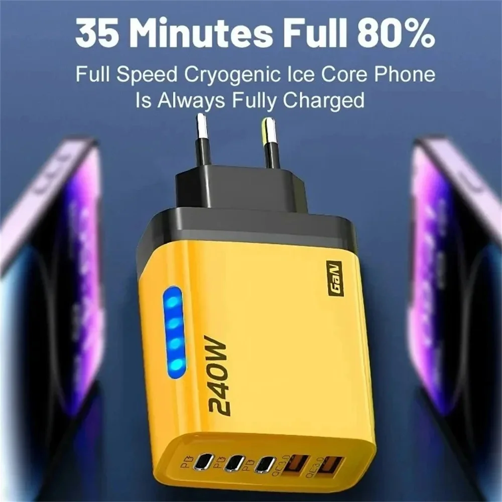 PD 240W Type C GaN Fast Charge Charger Multi Ports High Speed USB Charging Adapter For iPad iPhone Samsung Huawei Xiaomi Oneplus