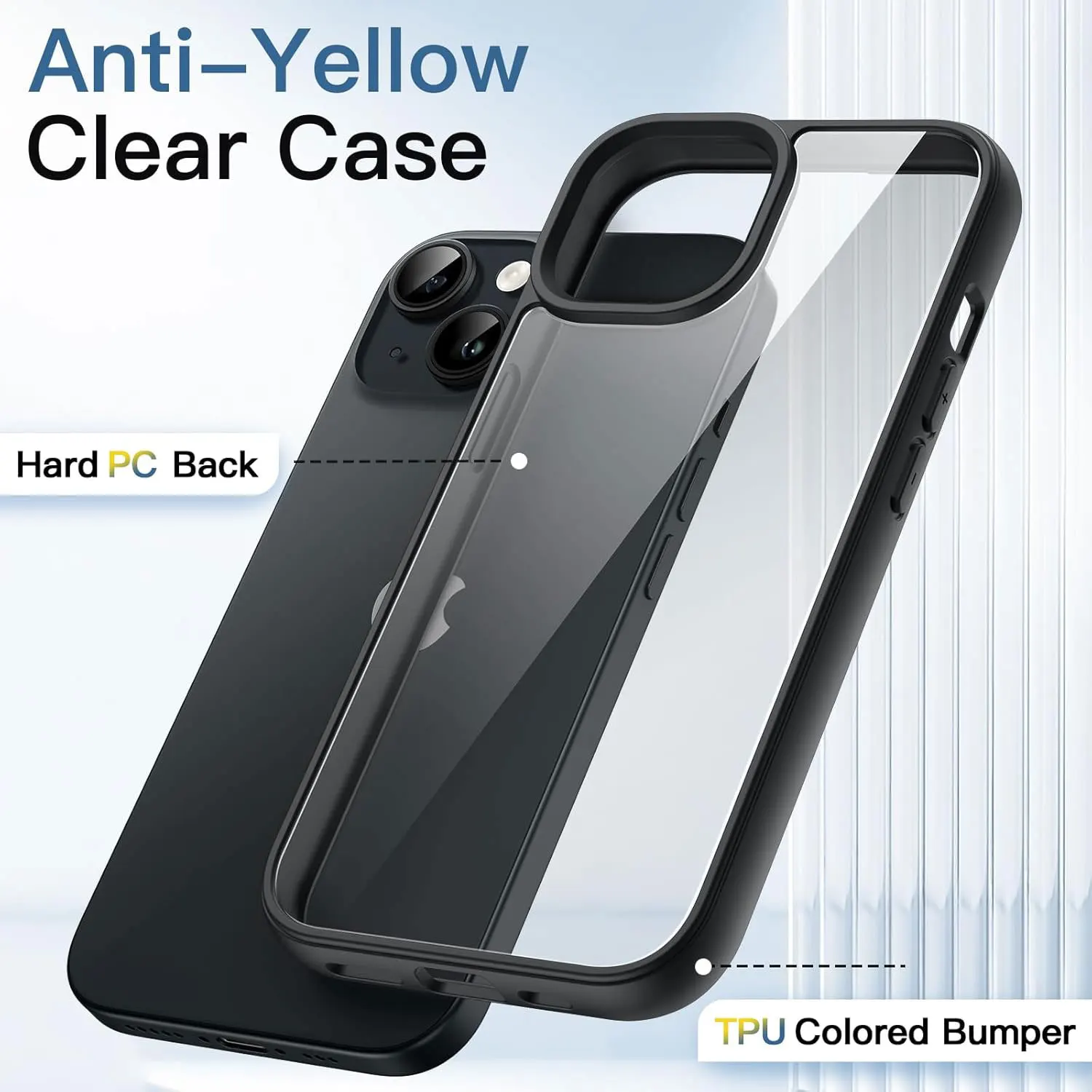 Colour Back Transparent Shockproof Phone Case for iPhone 16 15 14 13 12 11 Pro Max 7 8 Plus XR Xs 12 Mini Silicone Bumper Cover