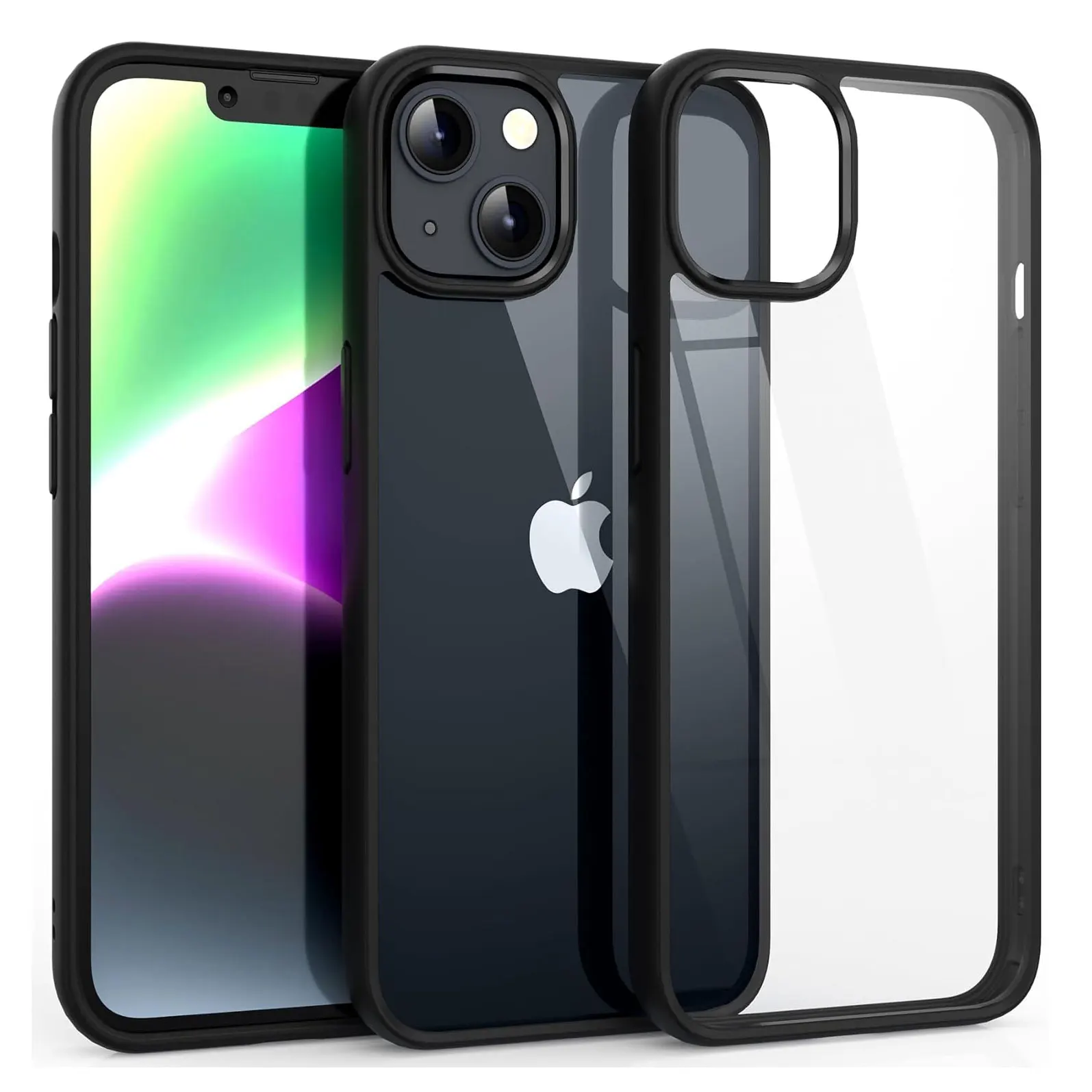 Colour Back Transparent Shockproof Phone Case for iPhone 16 15 14 13 12 11 Pro Max 7 8 Plus XR Xs 12 Mini Silicone Bumper Cover