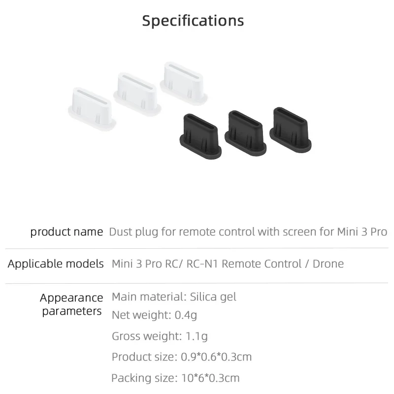 Type-C Anti-Dust Plugs, Silicone Cover & Anti-Lost Stopper for DJI Mini 3 Pro & All Type-C Devices Charging Ports