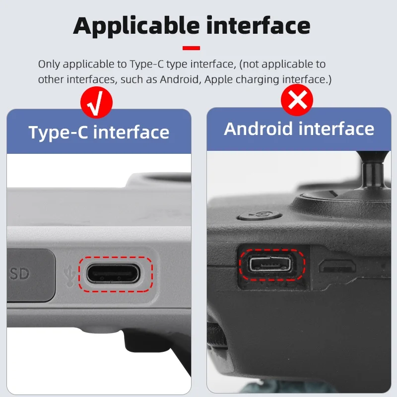 Type-C Anti-Dust Plugs, Silicone Cover & Anti-Lost Stopper for DJI Mini 3 Pro & All Type-C Devices Charging Ports