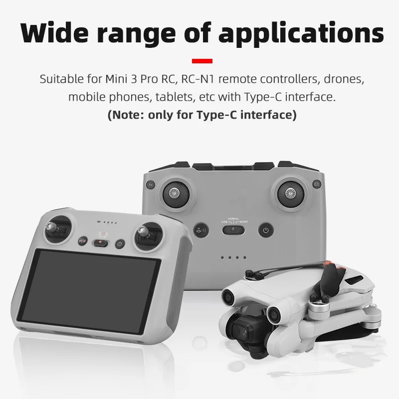 Type-C Anti-Dust Plugs, Silicone Cover & Anti-Lost Stopper for DJI Mini 3 Pro & All Type-C Devices Charging Ports