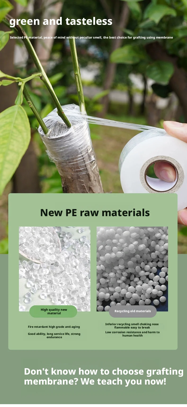 200M PE Grafting Tape Film Self-adhesive for Fruit Tree Nursery Plants Seedlings Vine Floristry Tomato Grafting Supplies Stretch