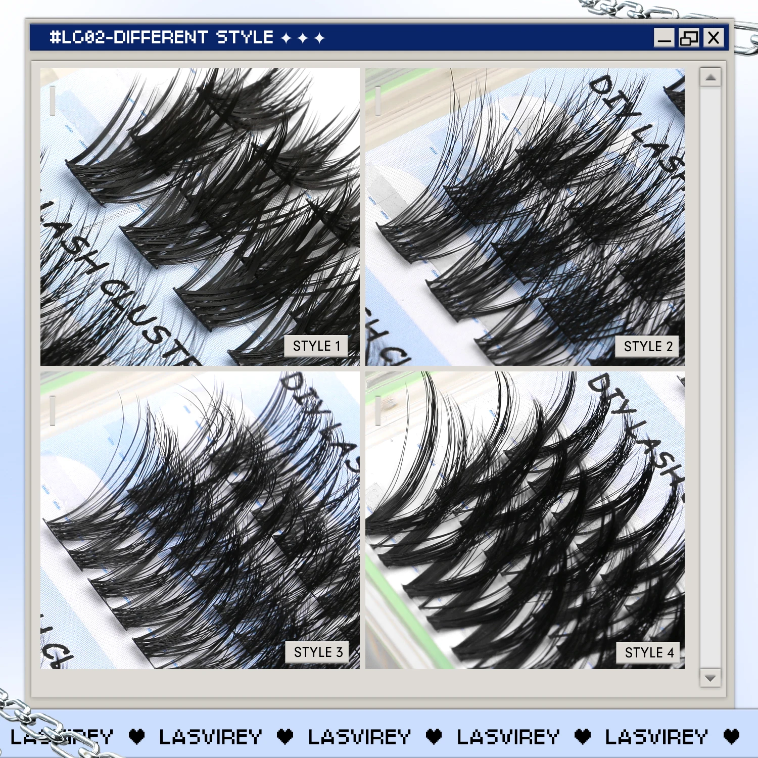 Lasvirey Cluster Lashes Kit DIY Fluffy Lash Clusters 4 IN 1 Mixed Full Set Individual Eyelashes Extension with Lash Bond & Seal