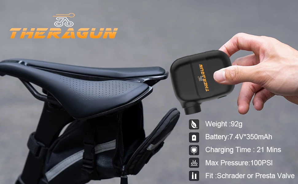 Mini Portable Bicycle Pump Rechargeable Electric Air Inflator 100PSI 5V Type-C Bike Accessories for Bike Schrader Presta Tires.