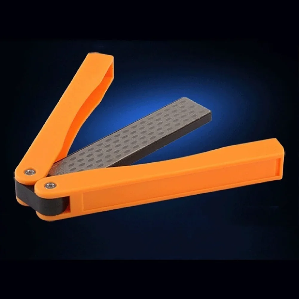 1PCS Portable Folding Pocket Knife Sharpener, Portable Double Sided Diamond Sharpening Stone Outdoor Sharpening Whetstone