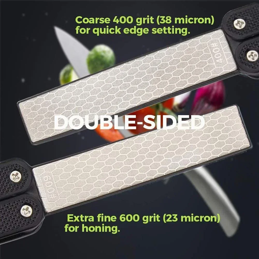 1PCS Portable Folding Pocket Knife Sharpener, Portable Double Sided Diamond Sharpening Stone Outdoor Sharpening Whetstone