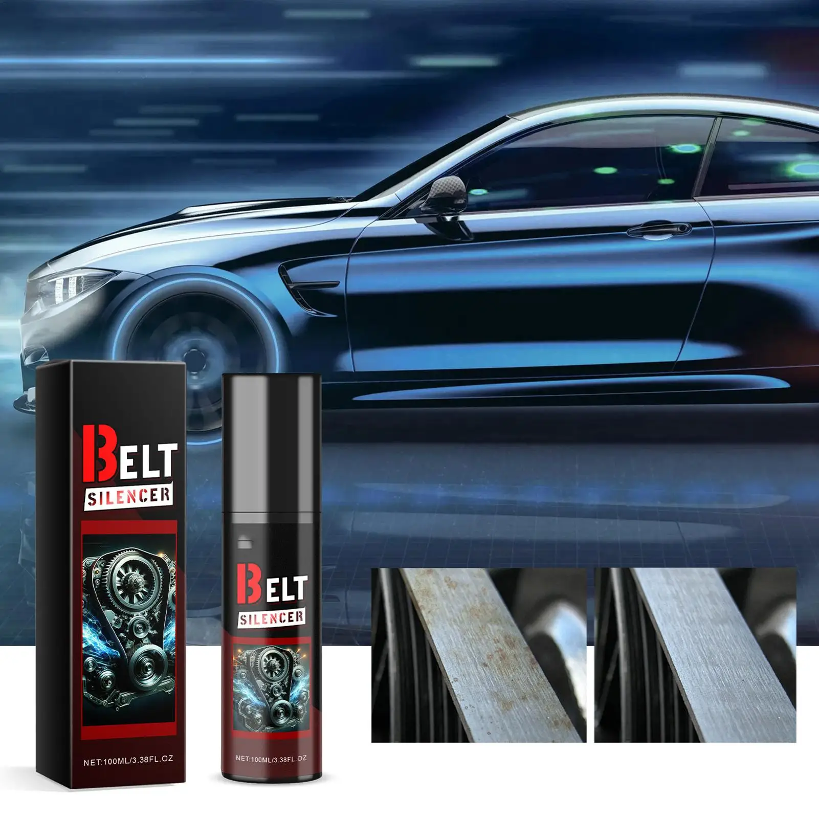 100ml Car Belt Noise Spray Prolongs Belt Life Engine Belt Silencers Spray-On Dressing Noise Lubrication Protection Friction