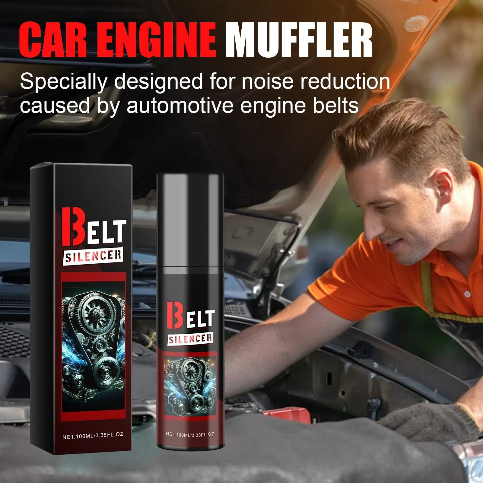 100ml Car Belt Noise Spray Prolongs Belt Life Engine Belt Silencers Spray-On Dressing Noise Lubrication Protection Friction
