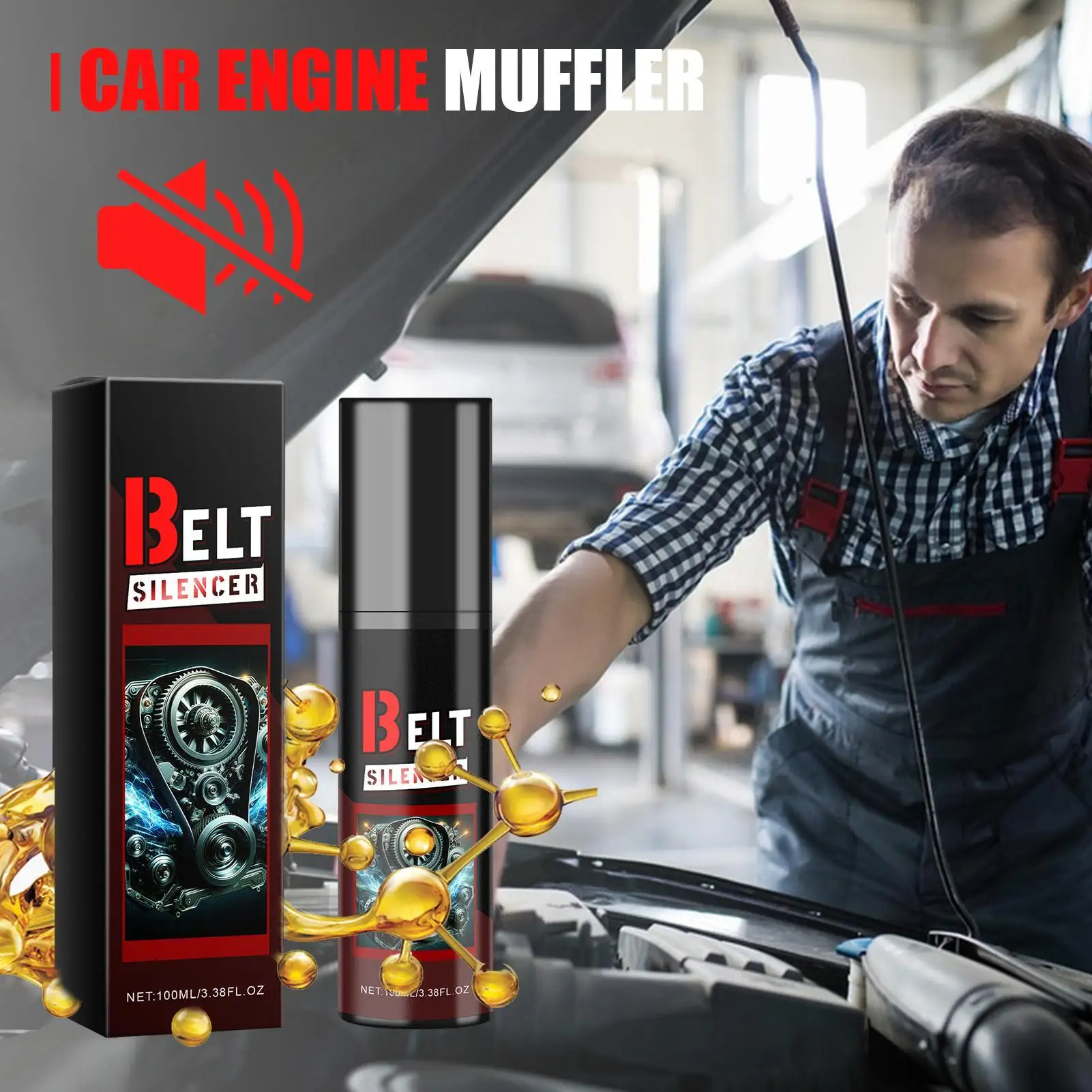 100ml Car Belt Noise Spray Prolongs Belt Life Engine Belt Silencers Spray-On Dressing Noise Lubrication Protection Friction
