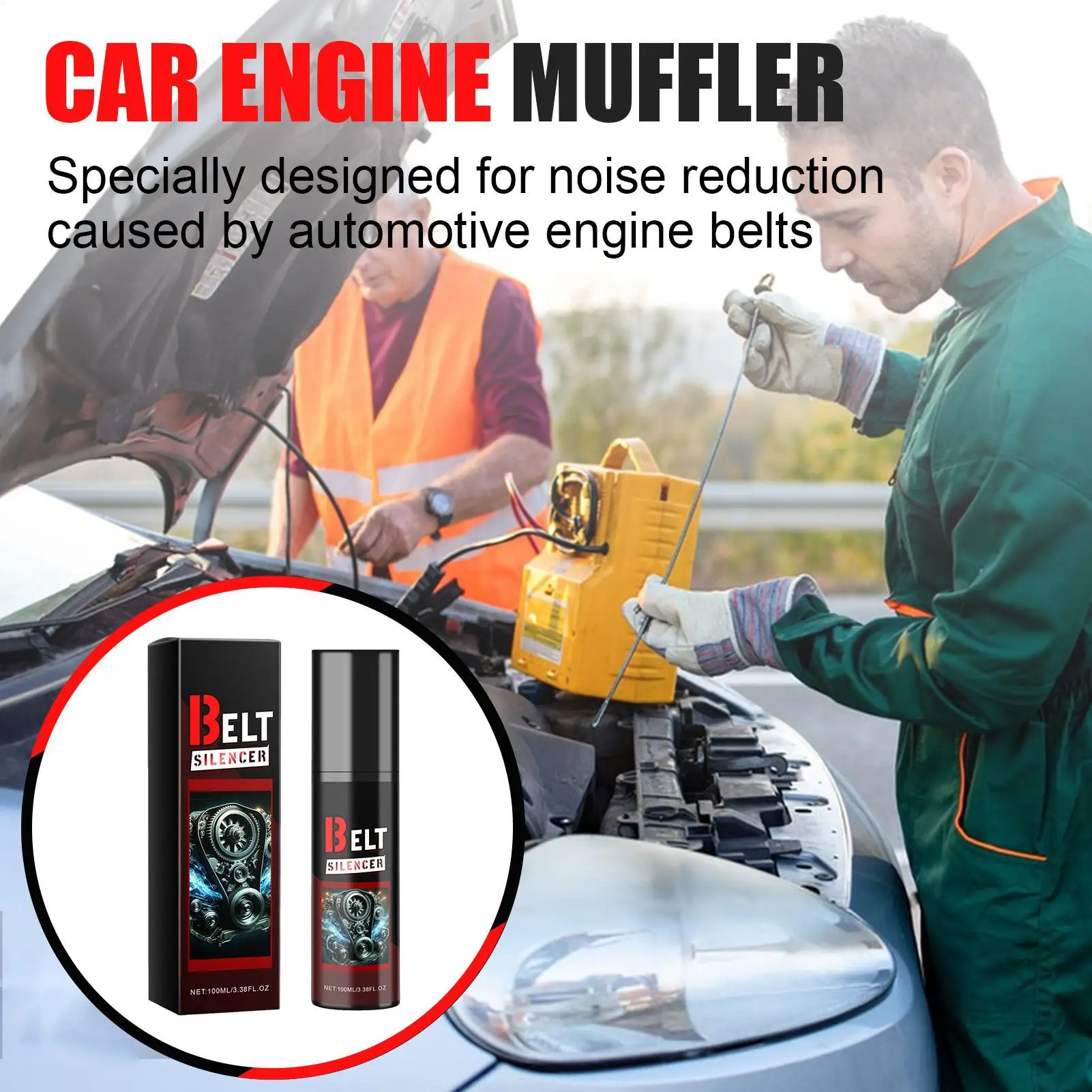 100ml Car Belt Noise Spray Prolongs Belt Life Engine Belt Silencers Spray-On Dressing Noise Lubrication Protection Friction