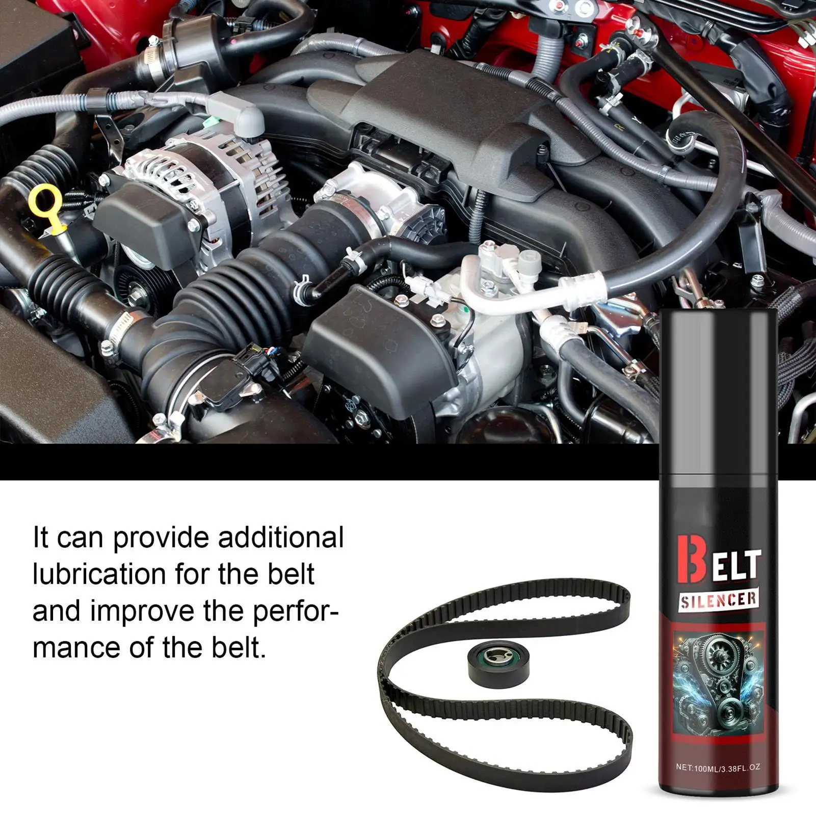 100ml Car Belt Noise Spray Prolongs Belt Life Engine Belt Silencers Spray-On Dressing Noise Lubrication Protection Friction
