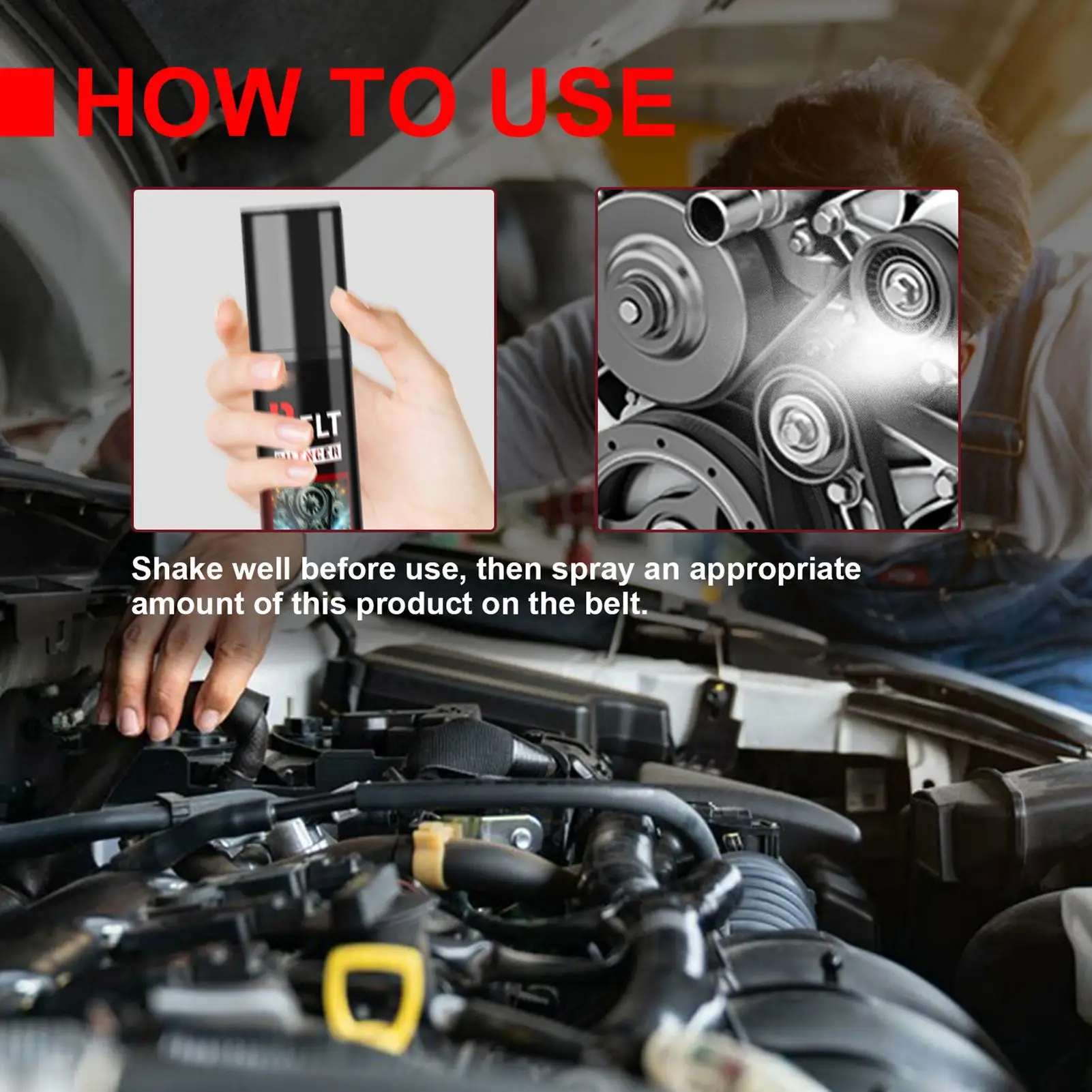 100ml Car Belt Noise Spray Prolongs Belt Life Engine Belt Silencers Spray-On Dressing Noise Lubrication Protection Friction