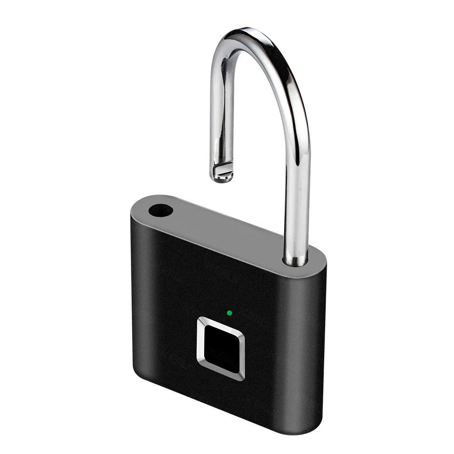 KERUI Fingerprint Lock Keyless USB Charging Smart Padlock Waterproof Door Lock 0.2sec Unlock Portable Anti-theft Padlock Zinc