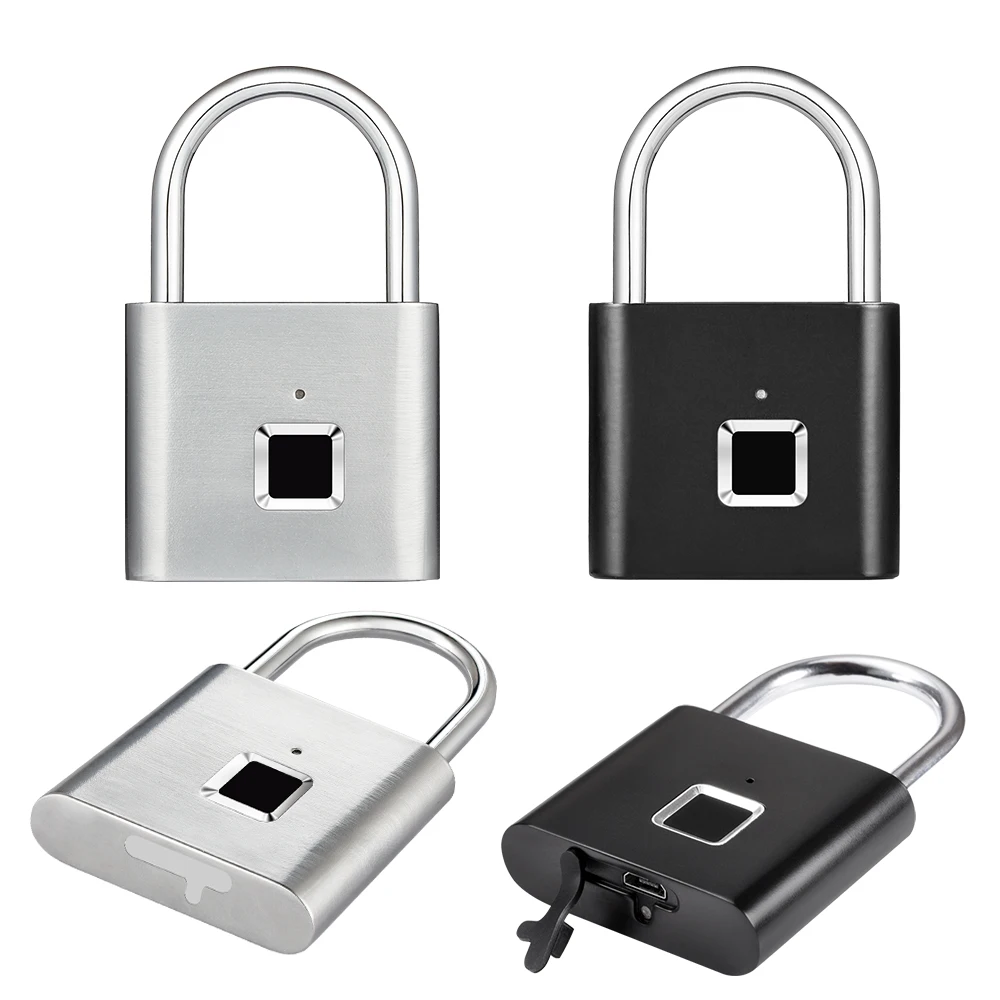 KERUI Fingerprint Lock Keyless USB Charging Smart Padlock Waterproof Door Lock 0.2sec Unlock Portable Anti-theft Padlock Zinc