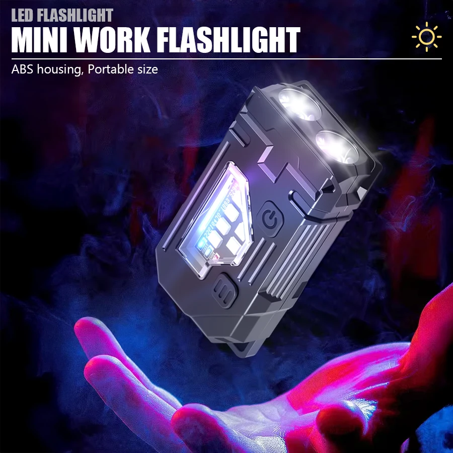 Mini COB LED Flashlight USB C Rechargeable Powerful Work Light with Clip Magnet Waterproof EDC Camping Walking Pocket Lamp