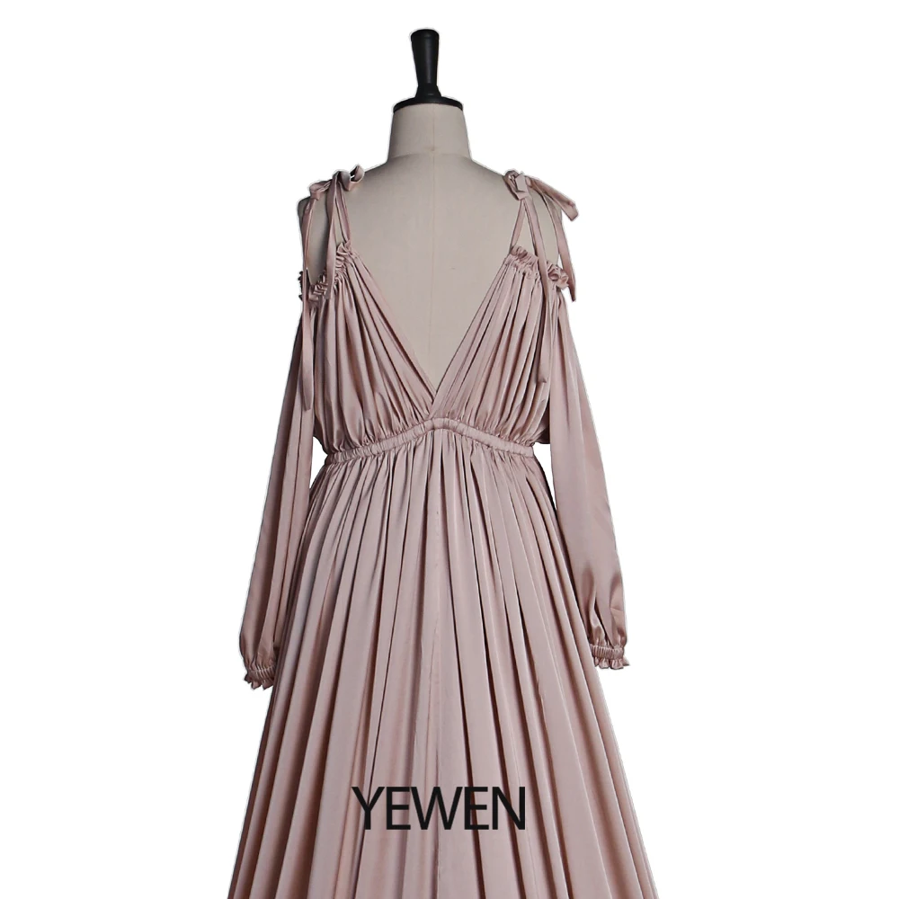 Sexy Shoulderless Satin Photography Gown Pregnancy Shooting Dress Maxi Gown for Photo Shoot Photography Props YEWEN DY21721