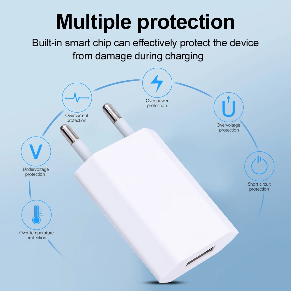 1-5Pcs Universal 5V EU Plug USB Home Travel Mobile Phone Charger For Samsung Xiaomi Redmi Huawei Charger Power Wall Adapter