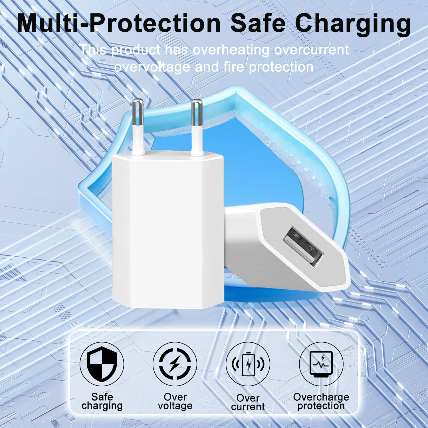 1-5Pcs Universal 5V EU Plug USB Home Travel Mobile Phone Charger For Samsung Xiaomi Redmi Huawei Charger Power Wall Adapter
