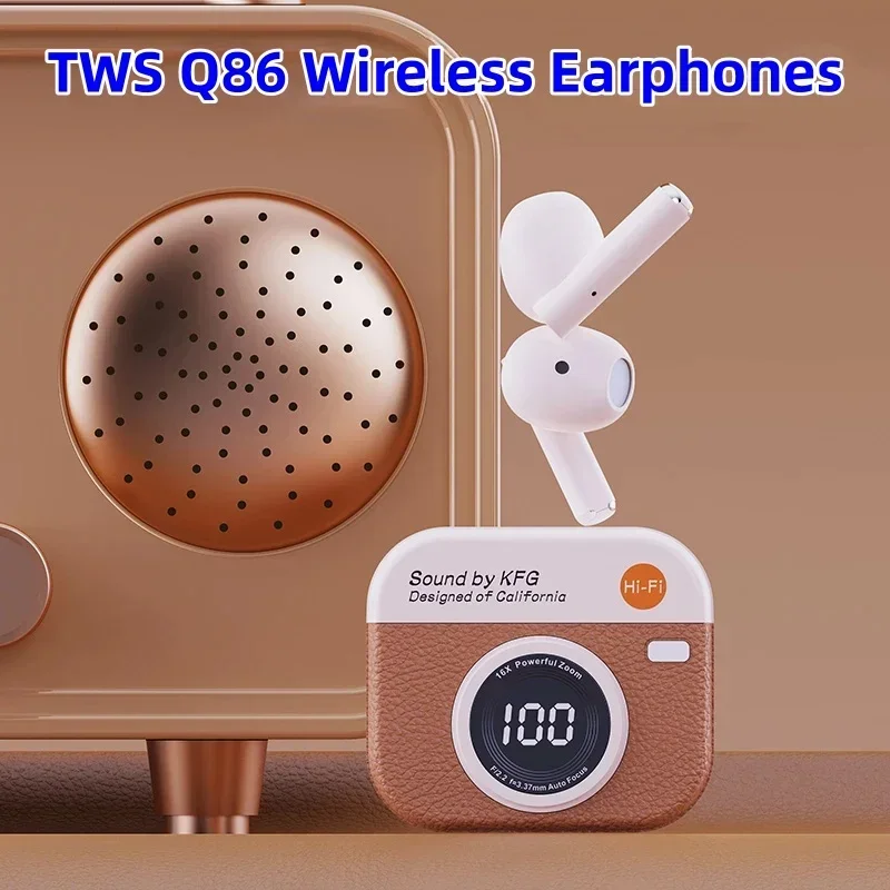 Wireless Bluetooth headphones retro camera creative battery level display music headphones long-lasting battery life