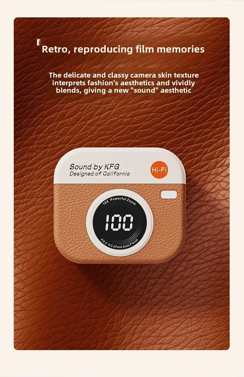 Wireless Bluetooth headphones retro camera creative battery level display music headphones long-lasting battery life