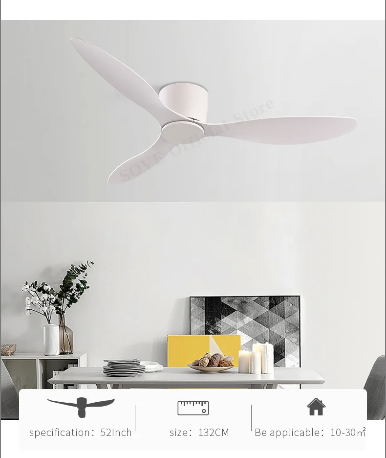 SOVE Low Floor Modern BLDC Ceiling Fan with Remote Control Household Use Ventilation Fan Motor Electric Fan Decorative Fans