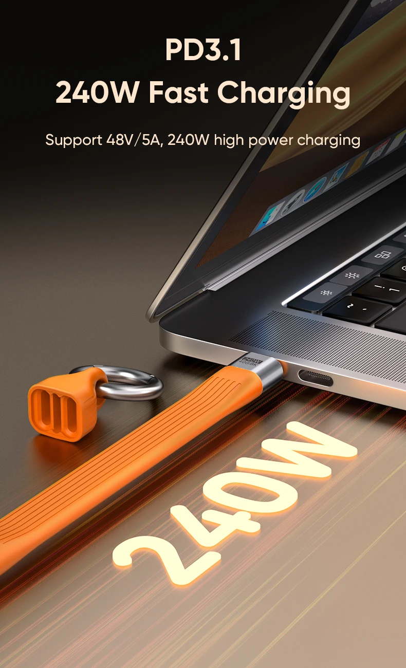 USB-C to Type-C 240W USB4.0 40Gbps Cable Keychain PD3.1 5A 8K@60Hz Data Cord For TV Laptop Tablet MacBook Video Transmission﻿