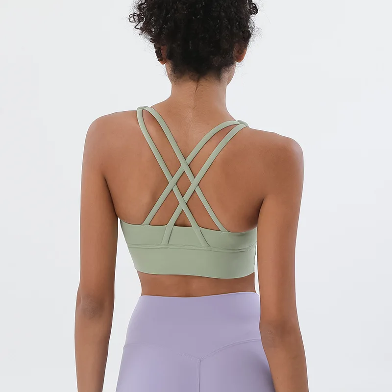 SOISOU Nylon Top Women Bra Sexy Top Woman Breathable Underwear Women Fitness Yoga Sports Bra For Women Gym 30 Colors