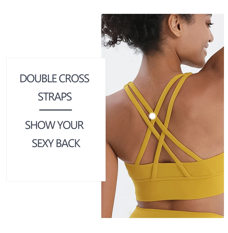SOISOU Nylon Top Women Bra Sexy Top Woman Breathable Underwear Women Fitness Yoga Sports Bra For Women Gym 30 Colors