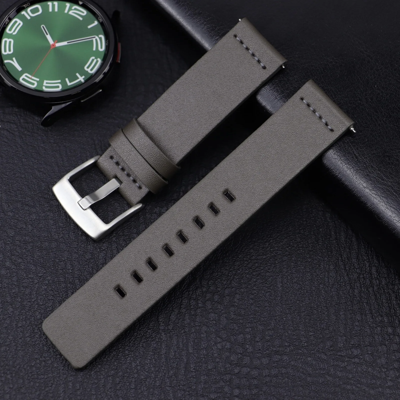 22mm 20mm High Quality Leather Watchband for Samsung Galaxy Watch 6Classic 43mm 47mm 7 6 5 4 40/44mm 5Pro 18mm Strap Quick 24mm