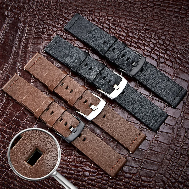 22mm 20mm High Quality Leather Watchband for Samsung Galaxy Watch 6Classic 43mm 47mm 7 6 5 4 40/44mm 5Pro 18mm Strap Quick 24mm