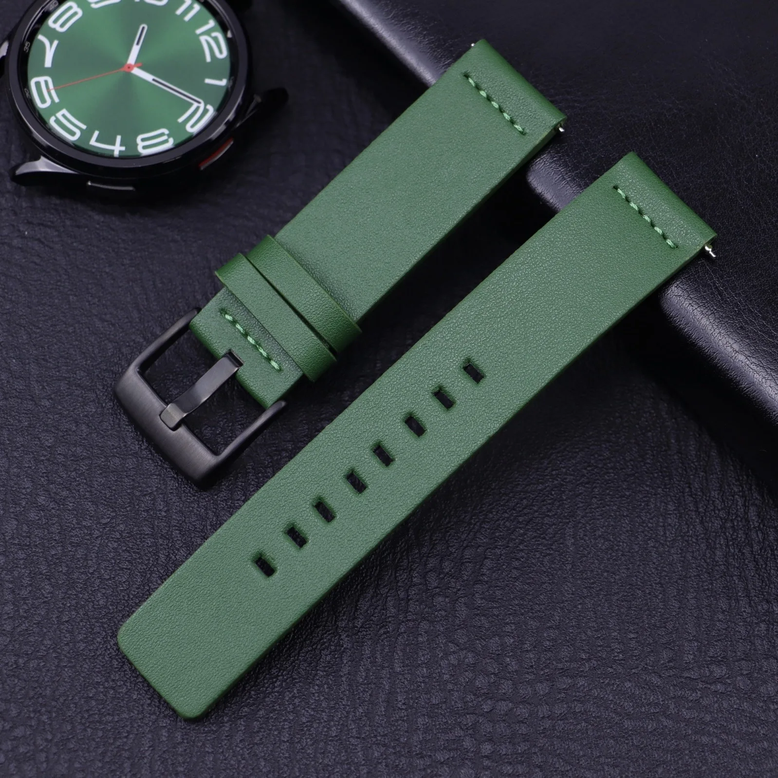 22mm 20mm High Quality Leather Watchband for Samsung Galaxy Watch 6Classic 43mm 47mm 7 6 5 4 40/44mm 5Pro 18mm Strap Quick 24mm
