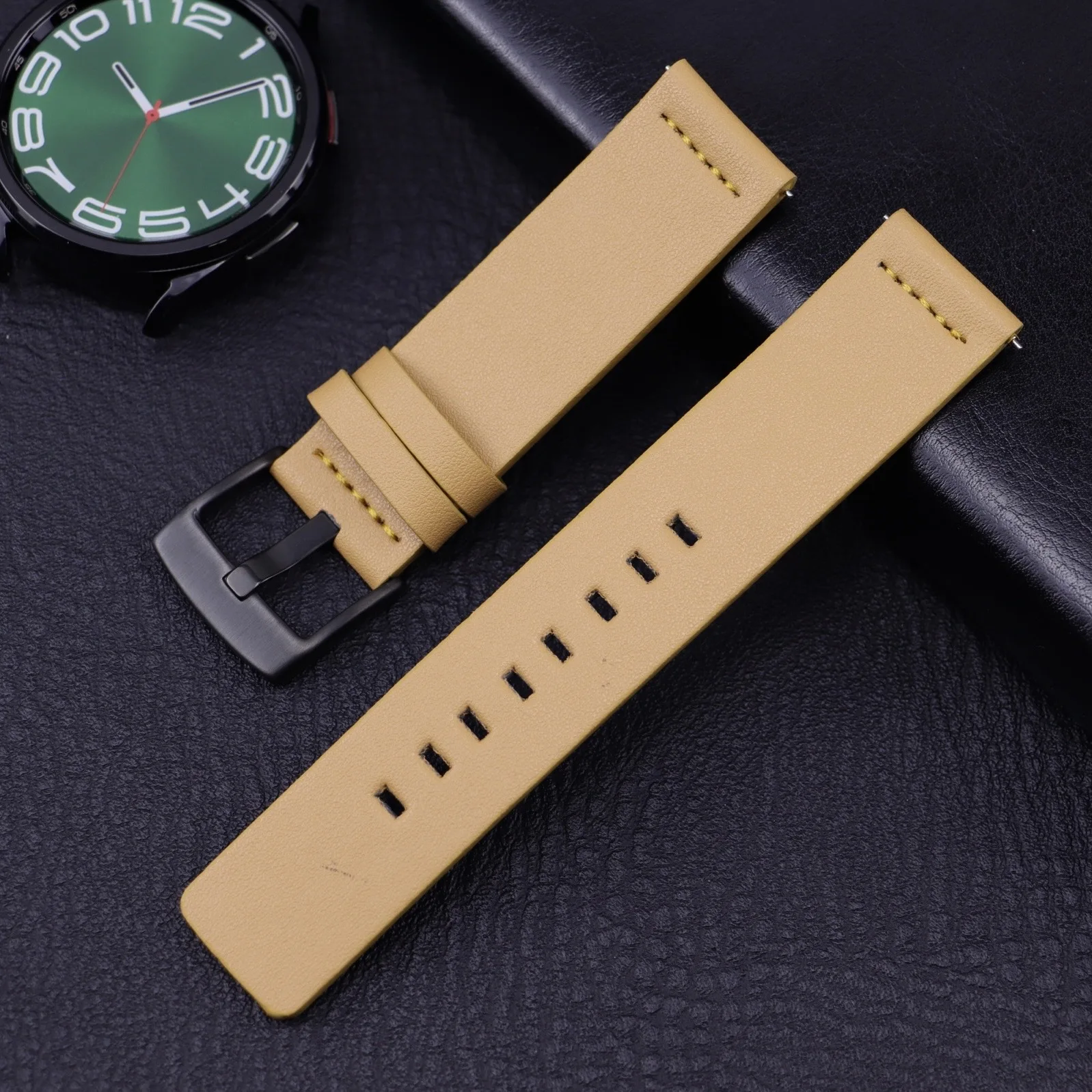 22mm 20mm High Quality Leather Watchband for Samsung Galaxy Watch 6Classic 43mm 47mm 7 6 5 4 40/44mm 5Pro 18mm Strap Quick 24mm