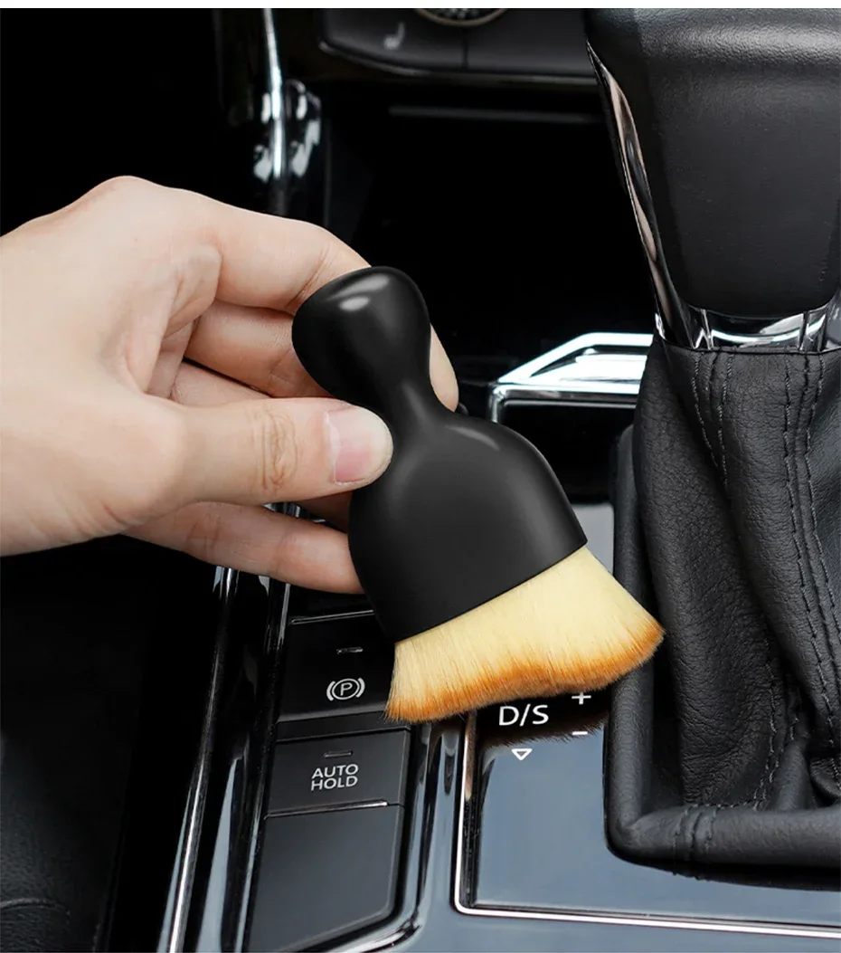 Car Interior Cleaning Brush Conditioner Air Outlet Soft Fur Clean Brushes with Shells Crevice Dust Removal Detailing Brush Tools