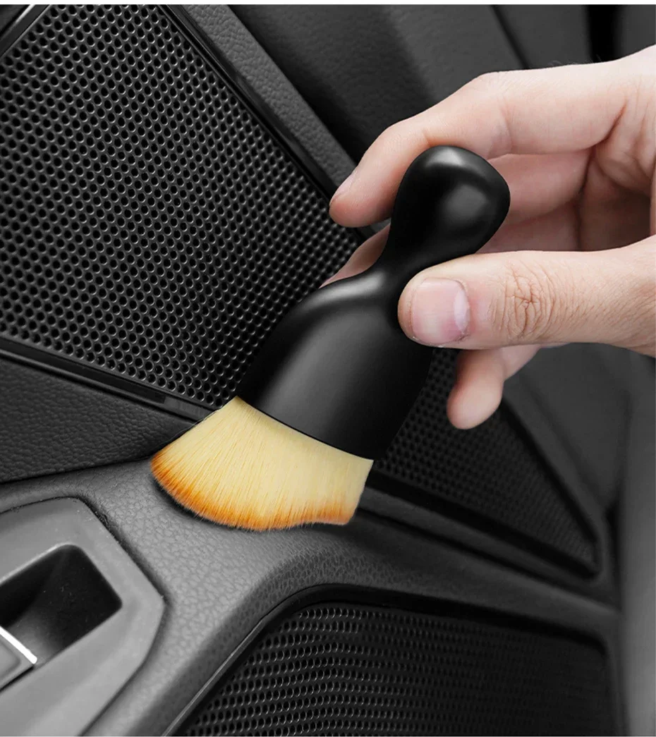 Car Interior Cleaning Brush Conditioner Air Outlet Soft Fur Clean Brushes with Shells Crevice Dust Removal Detailing Brush Tools