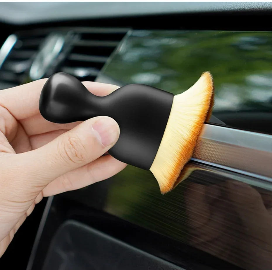 Car Interior Cleaning Brush Conditioner Air Outlet Soft Fur Clean Brushes with Shells Crevice Dust Removal Detailing Brush Tools