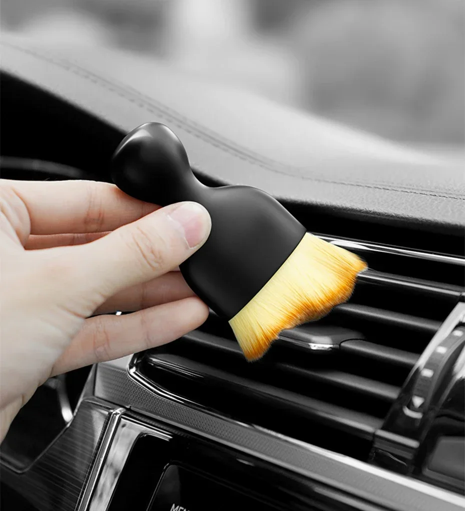 Car Interior Cleaning Brush Conditioner Air Outlet Soft Fur Clean Brushes with Shells Crevice Dust Removal Detailing Brush Tools