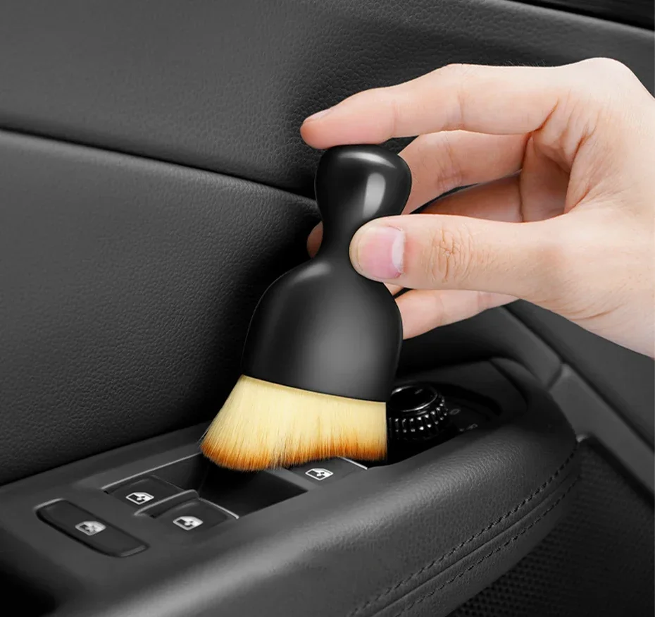 Car Interior Cleaning Brush Conditioner Air Outlet Soft Fur Clean Brushes with Shells Crevice Dust Removal Detailing Brush Tools