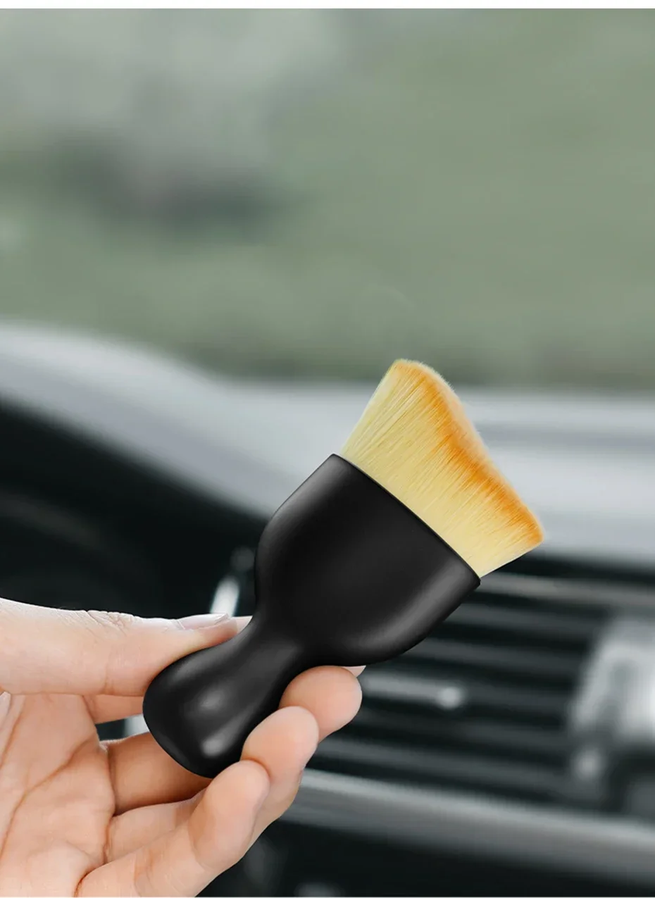 Car Interior Cleaning Brush Conditioner Air Outlet Soft Fur Clean Brushes with Shells Crevice Dust Removal Detailing Brush Tools