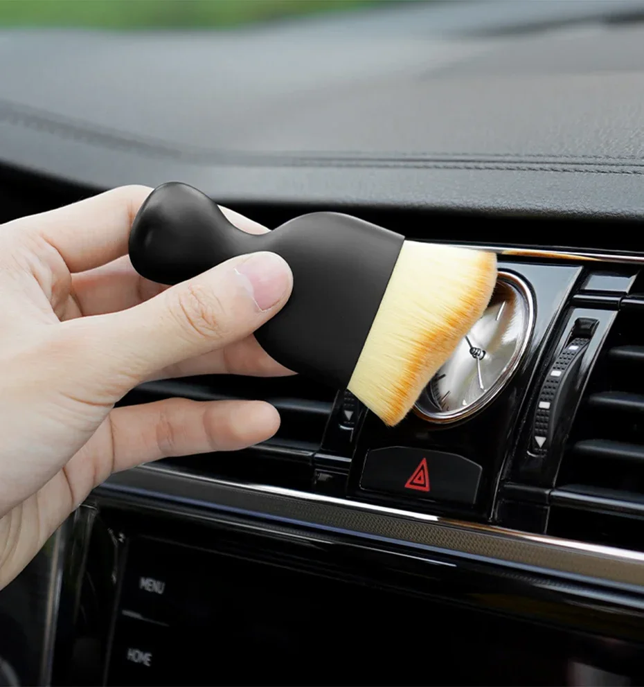 Car Interior Cleaning Brush Conditioner Air Outlet Soft Fur Clean Brushes with Shells Crevice Dust Removal Detailing Brush Tools